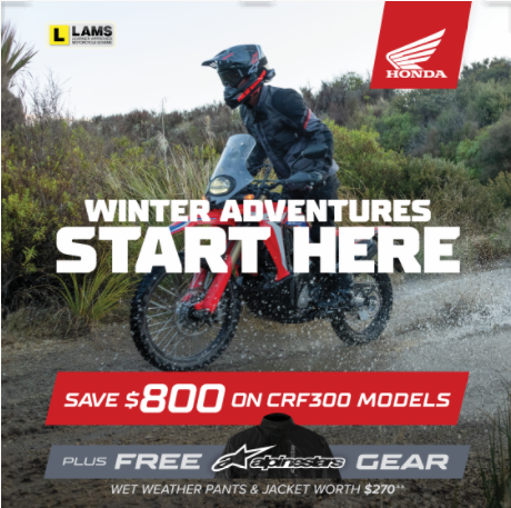 WINTER DEAL $800 OFF CRF300L & RALLY   PLUS FREE GEAR