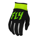 Fly Racing Youth F-16 Gloves - Black / Neon Green